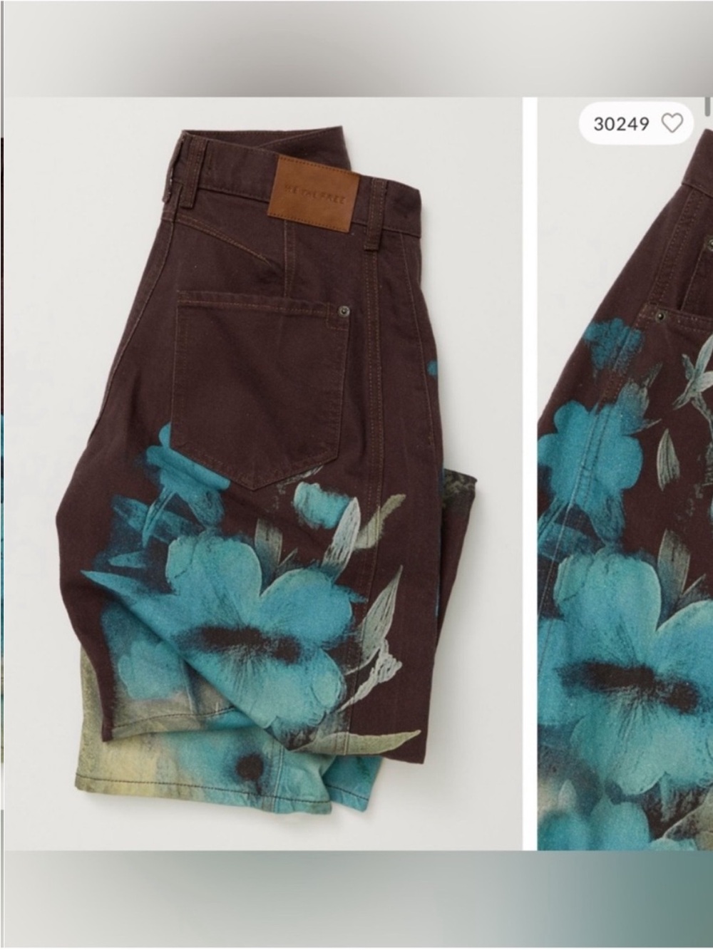NWT Free People We The Free Good Luck Printed Barrel Jeans - Washed Floral - 29 - Picture 8 of 15